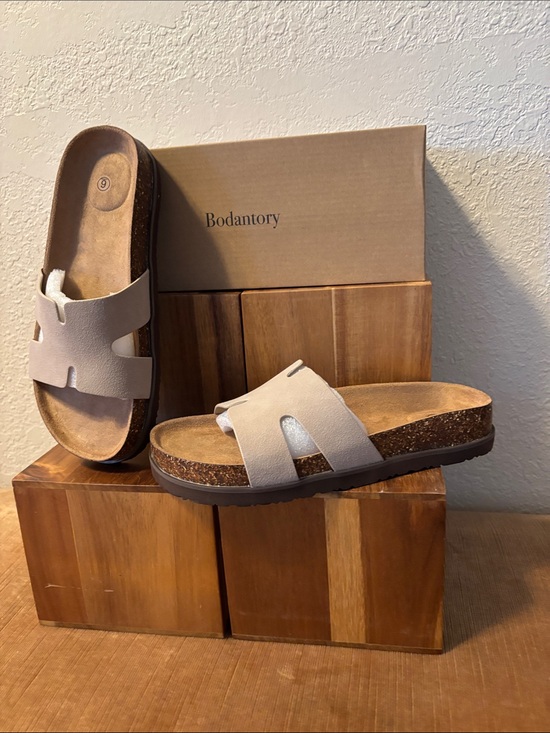 Bodantory Shoes - Women's Neutral Cork Slide Sandals -